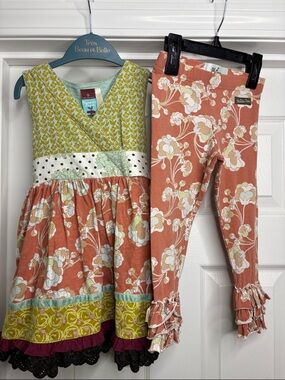 Matilda Jane Rust Floral Dress with Coordinating Ruffle Leggings